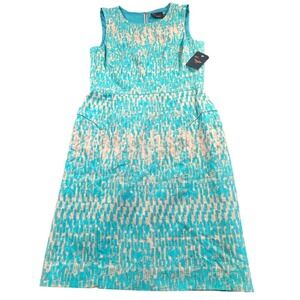 Just Taylor Size 4 Women's Dress‎ Aqua Beige Abstract Dress NWT